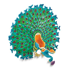 Luxury Giftware by Jere Bejeweled AQUAMARINE Peacock Trinket Box with Matching 18 inch Necklace