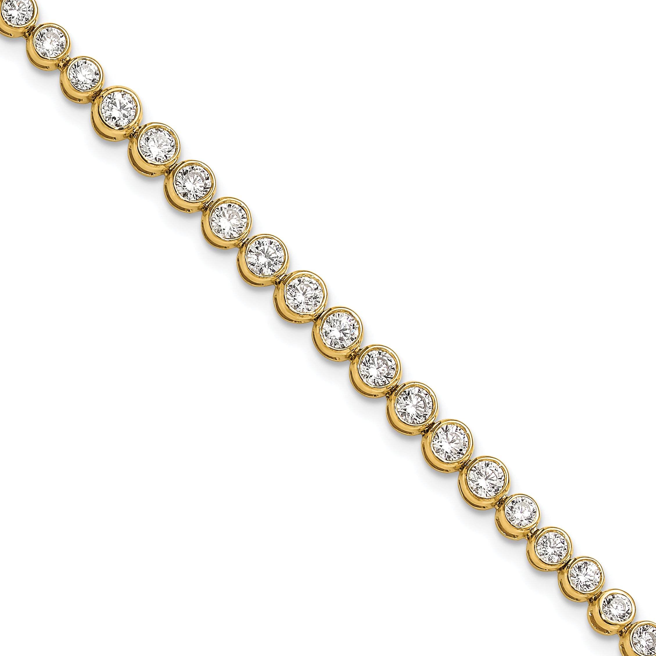 14k 3 carat Lab Grown Diamond VS/SI+ G+ Complete Round Bezel Set 7 inch Tennis Bracelet