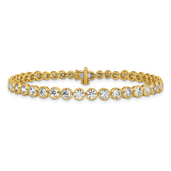 14k 5 carat Lab Grown Diamond VS/SI+ G+ Complete Round Bezel Set 7 inch Tennis Bracelet