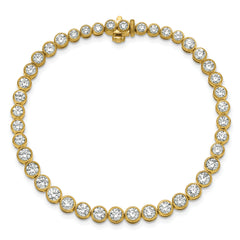 14k 5 carat Lab Grown Diamond VS/SI+ G+ Complete Round Bezel Set 7 inch Tennis Bracelet