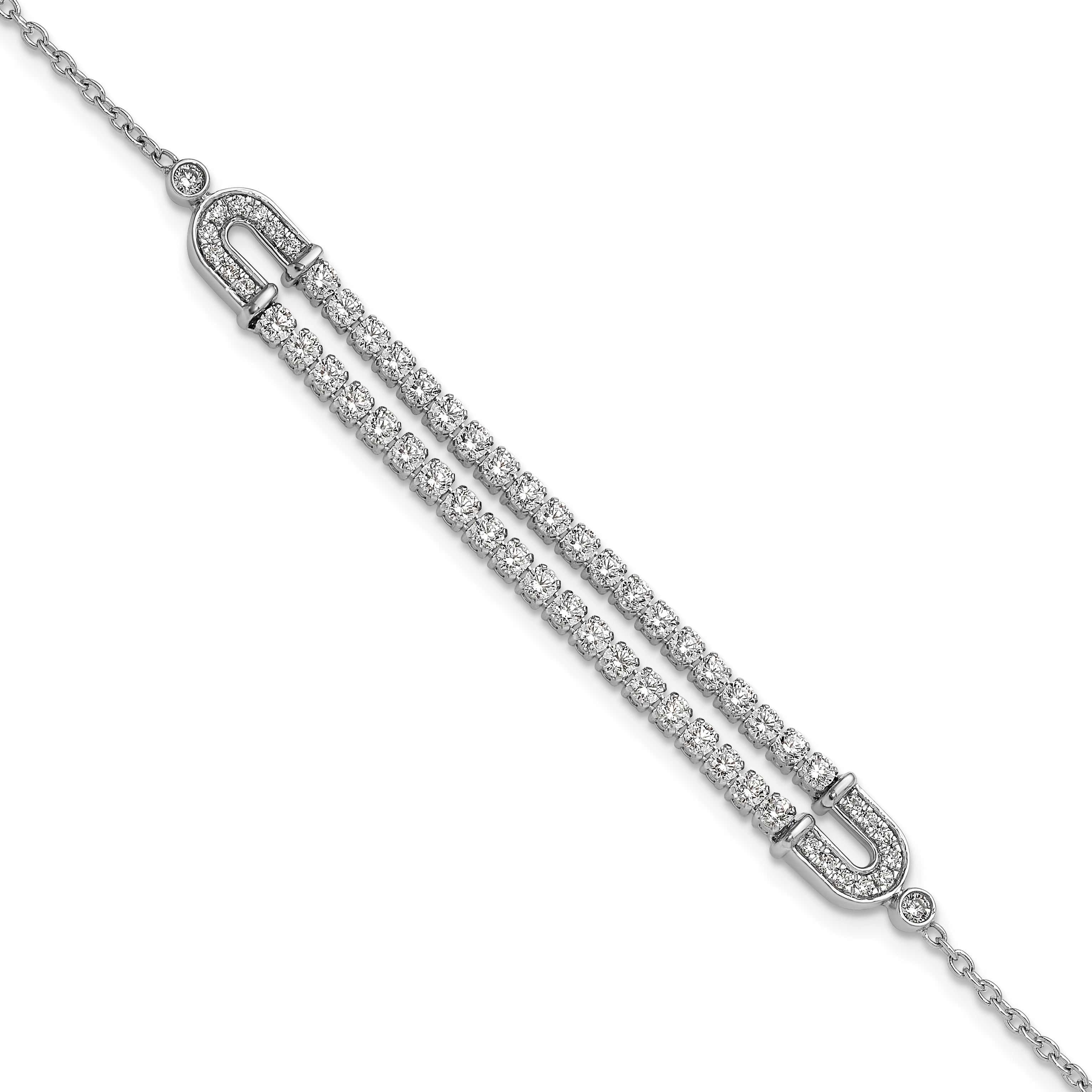 14k White Gold 2 carat Lab Grown Diamond VS/SI+ G+ 6.5 inch with 1 inch extention Bracelet
