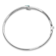 Pure Serenity 14k White Gold 3/4 carat Lab Grown Diamond VS/SI+ G+ and Pear Lab Created Paraiba Bangle Bracelet