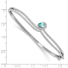 Pure Serenity 14k White Gold 3/4 carat Lab Grown Diamond VS/SI+ G+ and Pear Lab Created Paraiba Bangle Bracelet