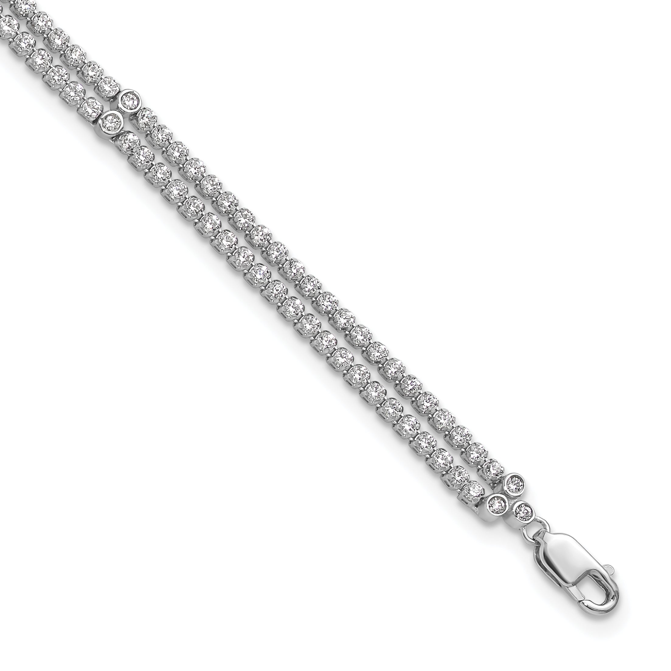14k White Gold 2 3/4 carat Lab Grown Diamond VS/SI+ G+ Double Strand 7.25 inch with 1 inch extention Bracelet