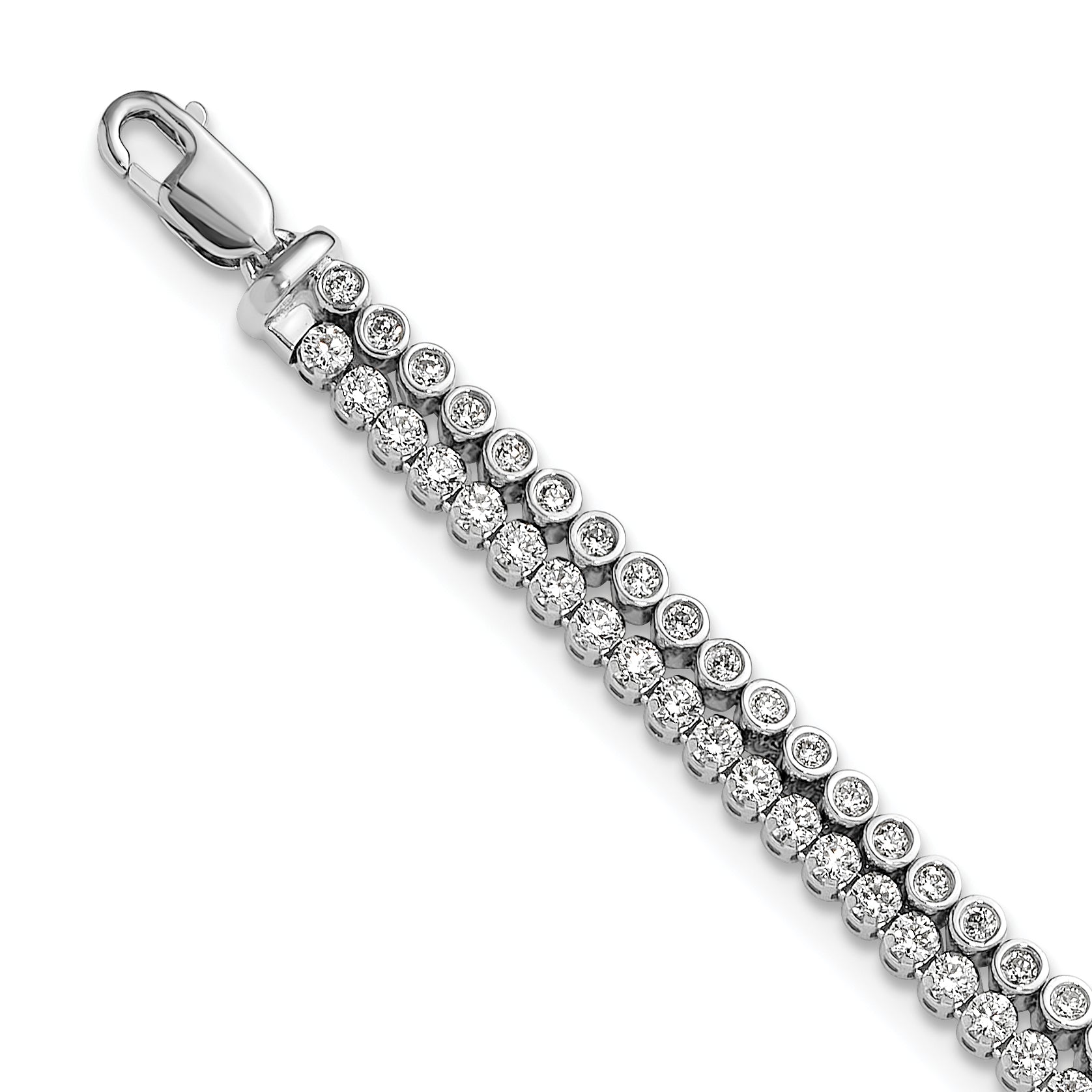14k White Gold 2 7/8 carat Lab Grown Diamond VS/SI+ G+ Double Strand 7 inch with 1 inch extention Bracelet