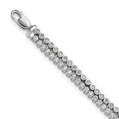 14k White Gold 2 7/8 carat Lab Grown Diamond VS/SI+ G+ Double Strand 7 inch with 1 inch extention Bracelet