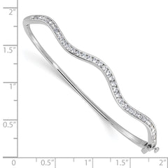 14k White Gold 1 1/4 carat Lab Grown Diamond VS/SI+ G+ Wavy Bangle Bracelet