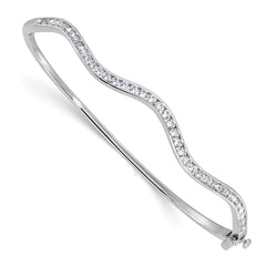14k White Gold 1 1/4 carat Lab Grown Diamond VS/SI+ G+ Wavy Bangle Bracelet