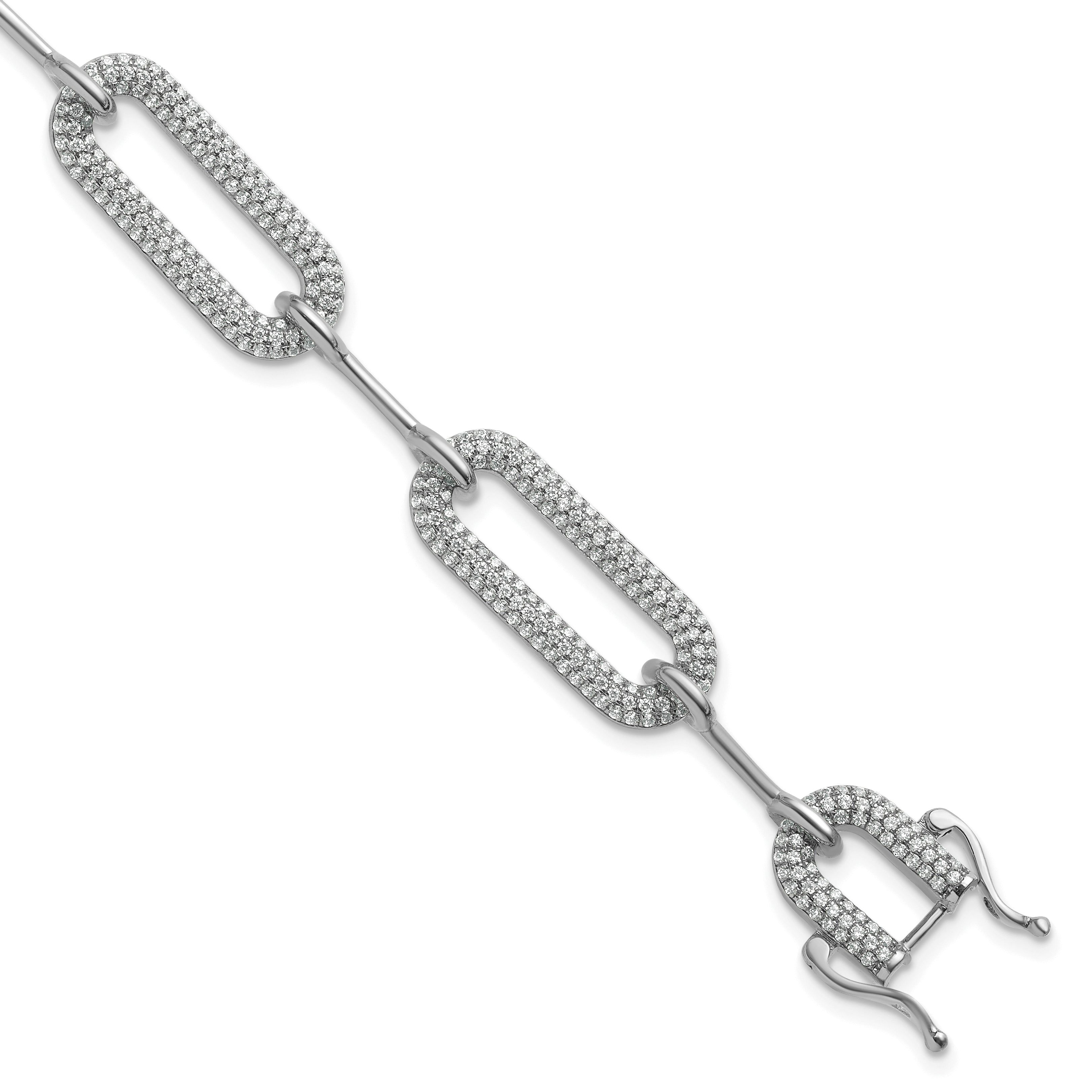 14k White Gold 3 1/4 carat Lab Grown Diamond VS/SI+ G+ Fashion Link Bracelet