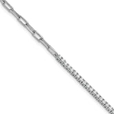 14K White Gold Polished Complete 3/4 carat Diamond Paperclip Link 7 inch Bracelet with 1 inch Extender