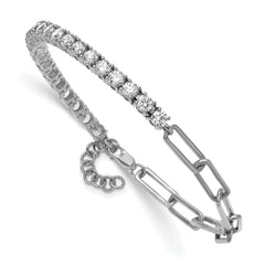 14k White Gold 3 3/4 carat Lab Grown Diamond VS/SI+ G+ Half Paperclip 7 inch with an 1 inch exension Bracelet