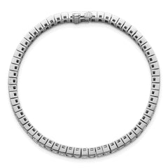 14k White Gold 7 carat Lab Grown Diamond VS/SI+ G+ Complete Princess Bezel Set Tennis Bracelet