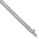 14k White Gold 7 carat Lab Grown Diamond VS/SI+ G+ Complete Princess Bezel Set Tennis Bracelet