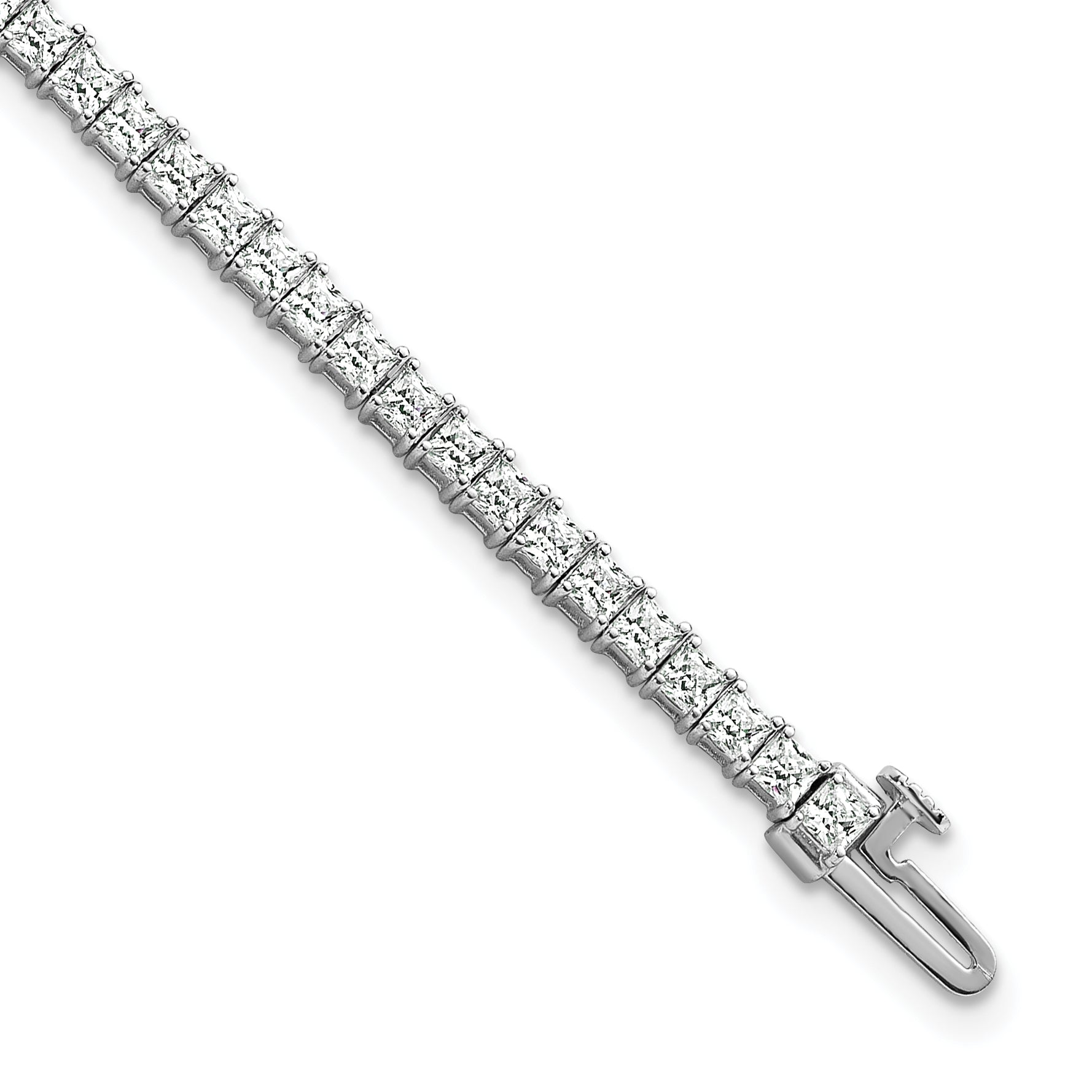 14k White Gold 5 carat Lab Grown Diamond VS/SI+ G+ Complete Princess Prong Set Tennis Bracelet