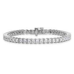 14k White Gold 10 carat Lab Grown Diamond VS/SI+ G+ Complete Princess Prong Set Tennis Bracelet