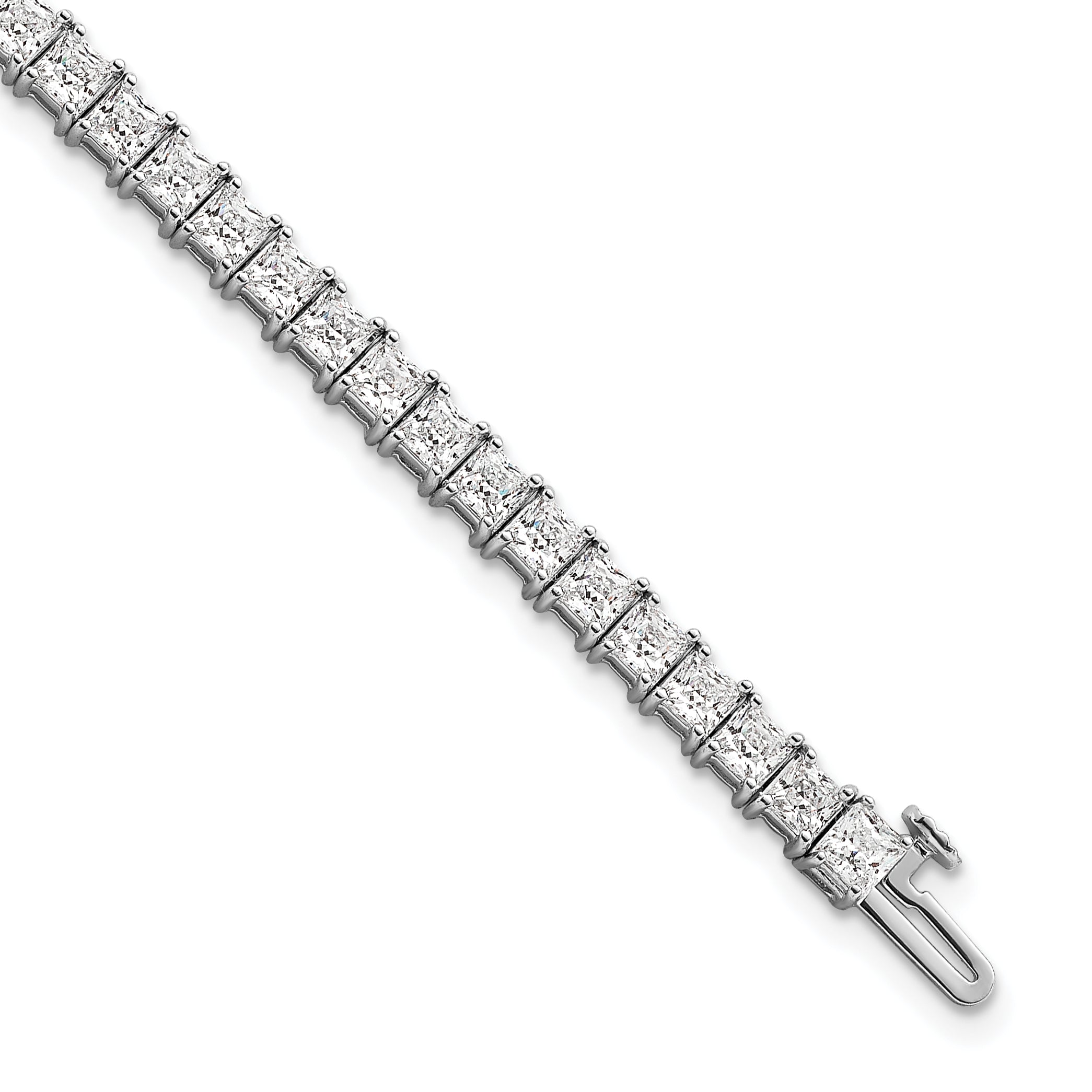 14k White Gold 10 carat Lab Grown Diamond VS/SI+ G+ Complete Princess Prong Set Tennis Bracelet