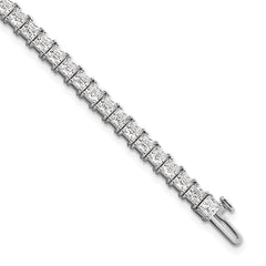 14k White Gold 10 carat Lab Grown Diamond VS/SI+ G+ Complete Princess Prong Set Tennis Bracelet