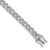 14K White Gold Polished Complete 2.6 carat Diamond Fancy Curb Link 7 inch Bracelet