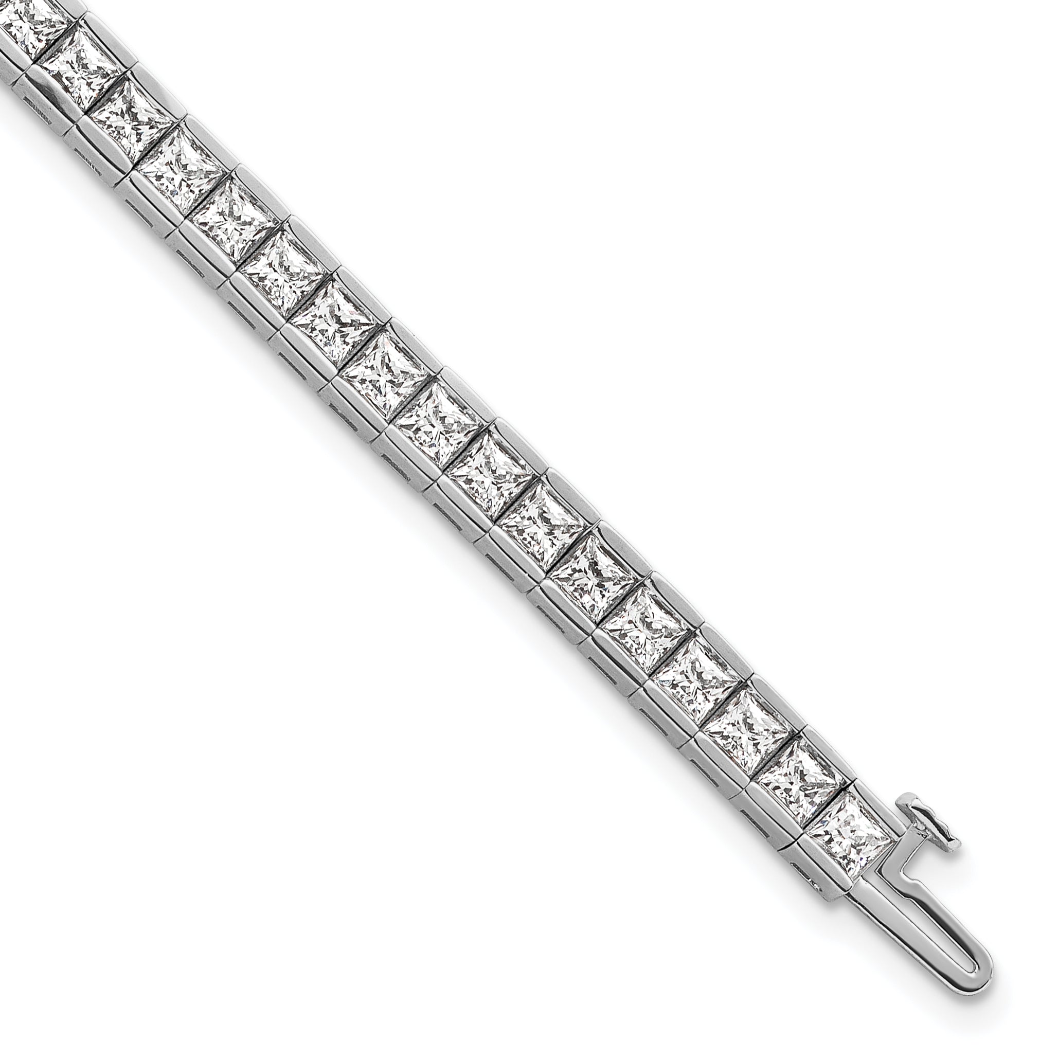 14k White Gold 10 carat Lab Grown Diamond VS/SI+ G+ Complete Princess Bezel Set Tennis Bracelet