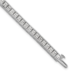 14k White Gold 10 carat Lab Grown Diamond VS/SI+ G+ Complete Princess Bezel Set Tennis Bracelet