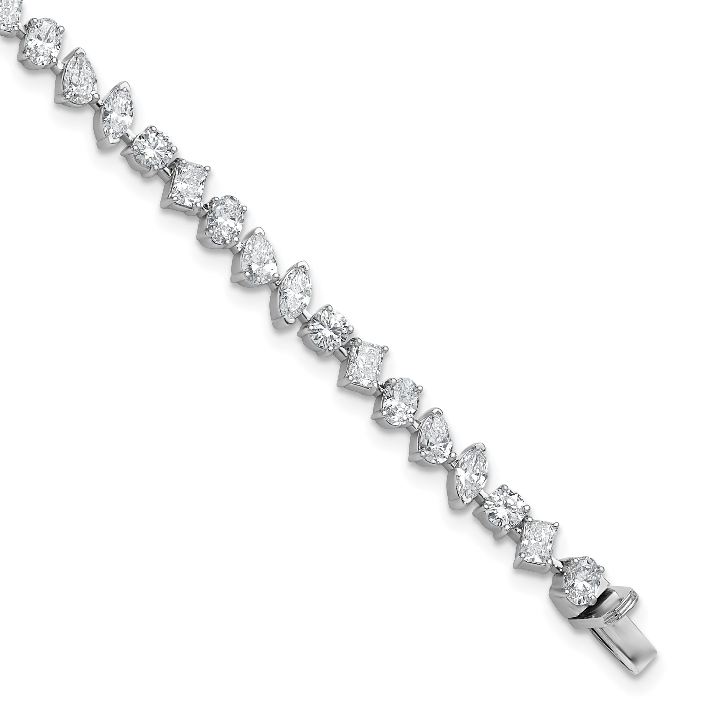 14k White Gold 5 1/3 carat Lab Grown Diamond VS/SI+ G+ Complete Multiple Shape Fashion Tennis Bracelet