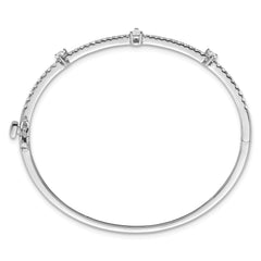 14k White Gold 1 1/4 carat Lab Grown Diamond VS/SI+ G+ Round and Pear Hinged Bangle Bracelet