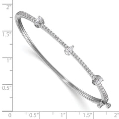 14k White Gold 1 1/4 carat Lab Grown Diamond VS/SI+ G+ Round and Pear Hinged Bangle Bracelet