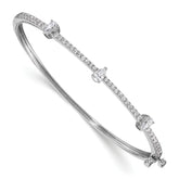 14k White Gold 1 1/4 carat Lab Grown Diamond VS/SI+ G+ Round and Pear Hinged Bangle Bracelet