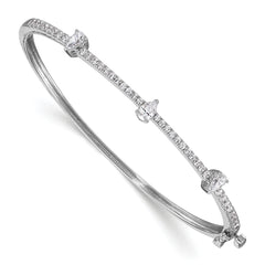 14k White Gold 1 1/4 carat Lab Grown Diamond VS/SI+ G+ Round and Pear Hinged Bangle Bracelet
