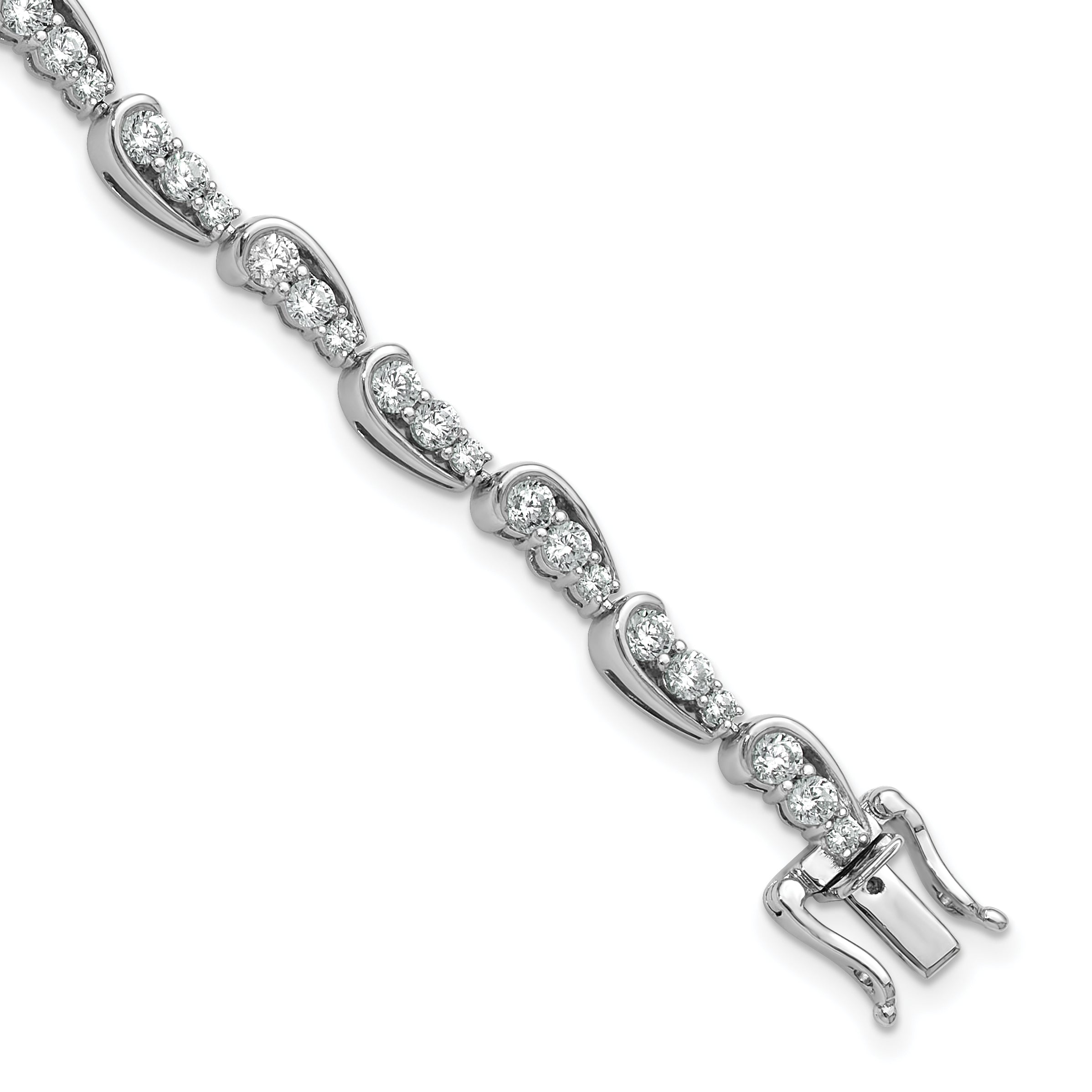14k White Gold 3 3/8 carat Lab Grown Diamond VS/SI+ G+ 7 inch Bracelet