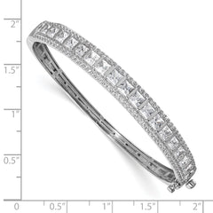14k White Gold 5 carat Lab Grown Diamond VS/SI+ G+ Round and Princess Hinged Bangle Bracelet