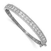 14k White Gold 5 carat Lab Grown Diamond VS/SI+ G+ Round and Princess Hinged Bangle Bracelet