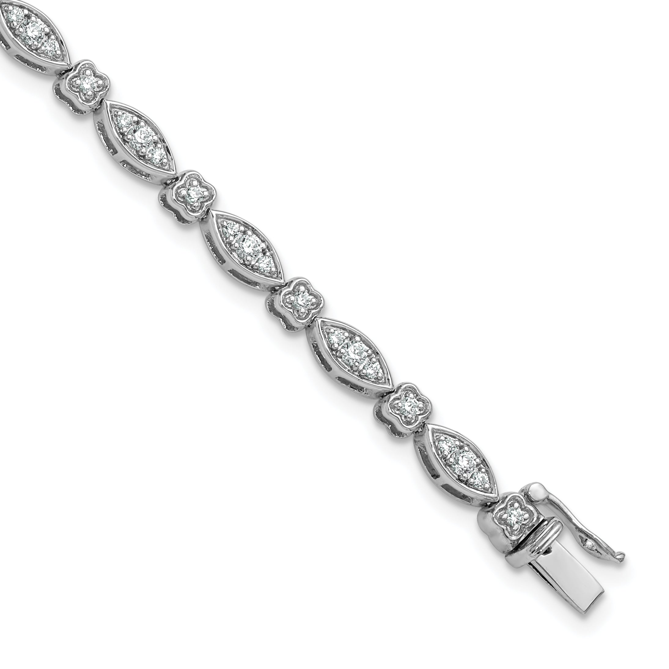 14k White Gold 1 carat Lab Grown Diamond VS/SI+ G+ 7 inch Fancy Bracelet