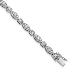 14k White Gold 1 carat Lab Grown Diamond VS/SI+ G+ 7 inch Fancy Bracelet