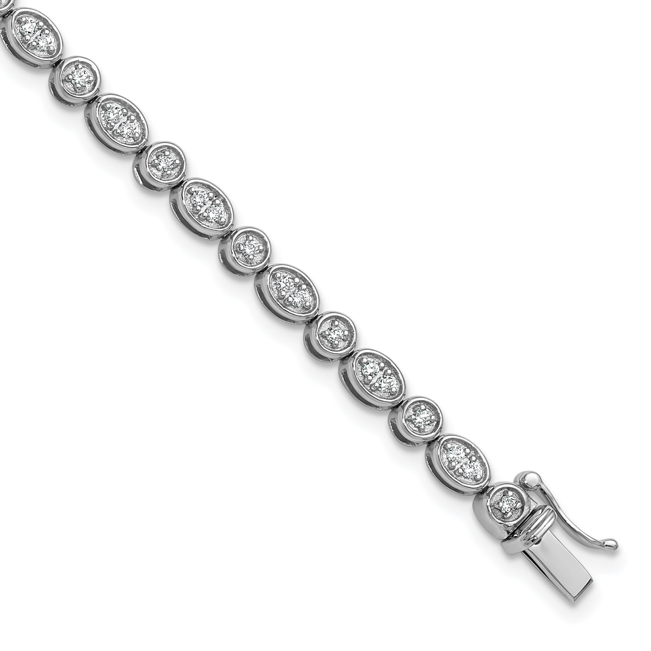 14k White Gold 7/8 carat Lab Grown Diamond VS/SI+ G+ 7 inch Fancy Bracelet