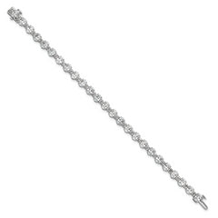 14k White Gold 11 carat Lab Grown Diamond VS/SI+ G+ Round and Oval 7 inch Fancy Tennis Bracelet