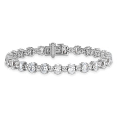 14k White Gold 11 carat Lab Grown Diamond VS/SI+ G+ Round and Oval 7 inch Fancy Tennis Bracelet
