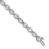 14k White Gold 11 carat Lab Grown Diamond VS/SI+ G+ Round and Oval 7 inch Fancy Tennis Bracelet