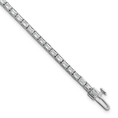 14k White Gold 5 carat Lab Grown Diamond VS/SI+ G+ Emerald Tennis Bracelet