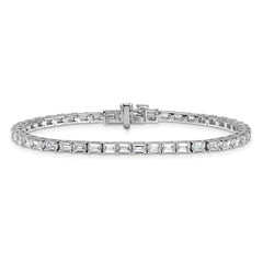 14k White Gold 7 carat Lab Grown Diamond VS/SI+ G+ Emerald Tennis Bracelet