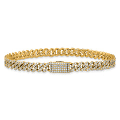 10 Karat 3 1/3 carat Lab Grown Diamond VS/SI+ G+ Complete 4mm Pav‚ Cuban Link 8 Bracelet - View 3