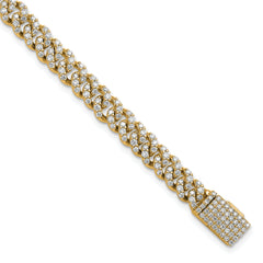 10 Karat 3 1/3 carat Lab Grown Diamond VS+ F+ Complete 4mm Pav‚ Cuban Link 8 Bracelet | Sophia Jewelers