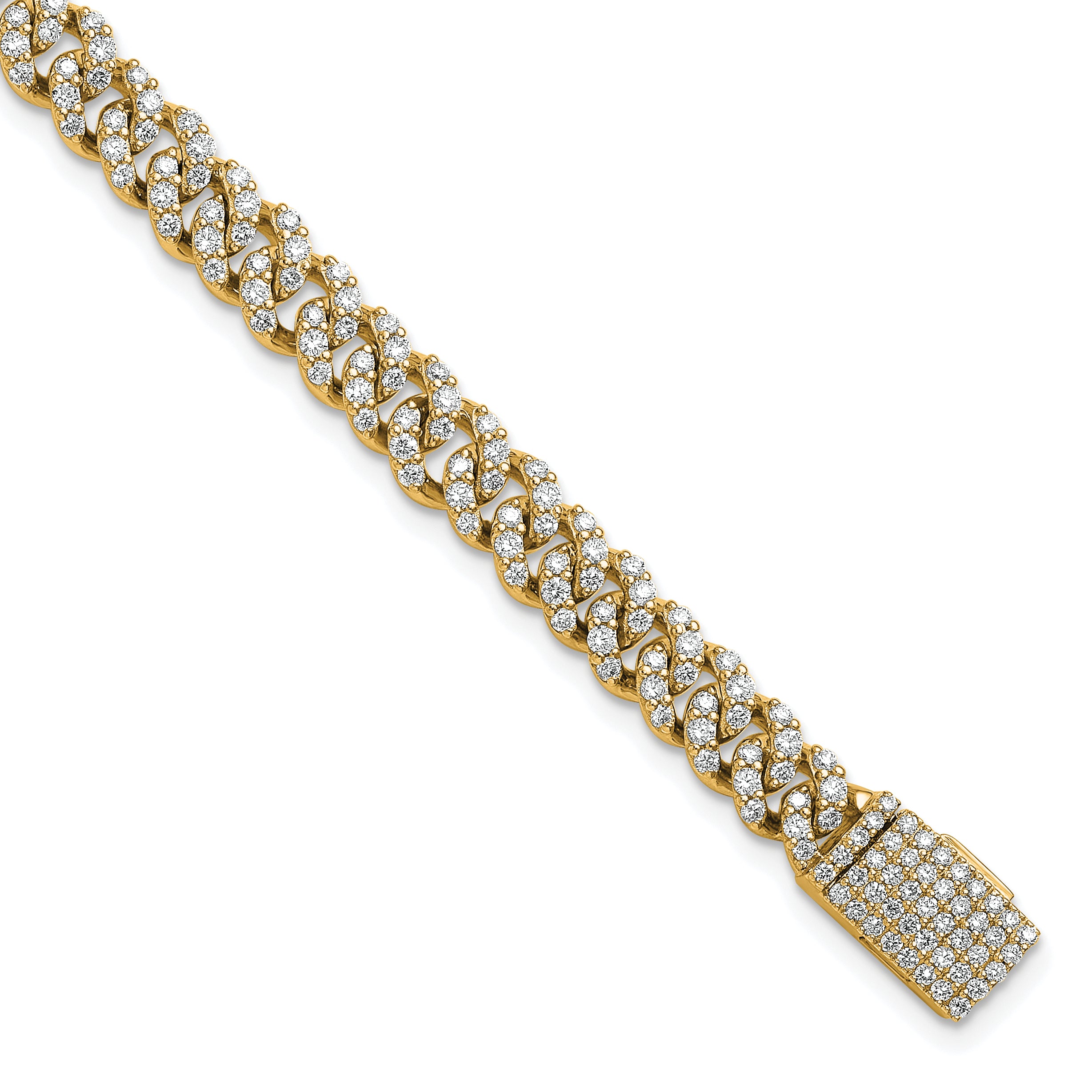10 Karat 3 1/3 carat Lab Grown Diamond VS/SI+ G+ Complete 4mm Pav‚ Cuban Link 8 Bracelet | Sophia Jewelers