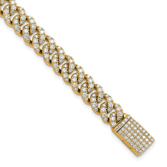 10 Karat 5 carat Lab Grown Diamond VS+ F+ Complete 4mm Pav‚ Cuban Link 8 Bracelet | Sophia Jewelers