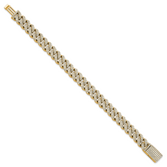 10 Karat 6 1/6 carat Lab Grown Diamond VS/SI+ G+ Complete 4mm Pav‚ Cuban Link 8 Bracelet - View 2