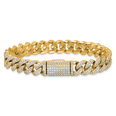 10 Karat 6 1/6 carat Lab Grown Diamond VS/SI+ G+ Complete 4mm Pav‚ Cuban Link 8 Bracelet - View 3