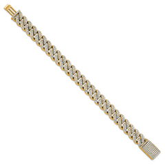 10 Karat 9 1/6 carat Lab Grown Diamond VS+ F+ Complete 4mm Pav‚ Cuban Link 8 Bracelet - View 2