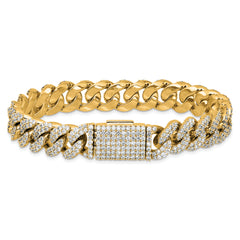 10 Karat 9 1/6 carat Lab Grown Diamond VS+ F+ Complete 4mm Pav‚ Cuban Link 8 Bracelet - View 3