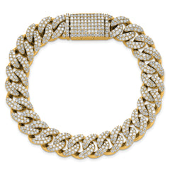 10 Karat 9 1/6 carat Lab Grown Diamond VS/SI+ G+ Complete 4mm Pav‚ Cuban Link 8 Bracelet - View 4