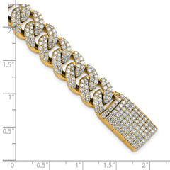 10 Karat 9 1/6 carat Lab Grown Diamond VS/SI+ G+ Complete 4mm Pav‚ Cuban Link 8 Bracelet - View 5